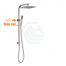 10 inch 250mm Square Brushed Nickel Twin Shower Station Top Water Inle..